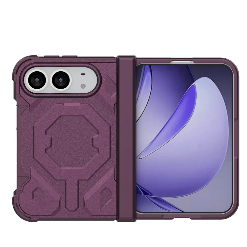 Deep purple Shield fold solid color case for iPhone Duo, matte rugged back cover