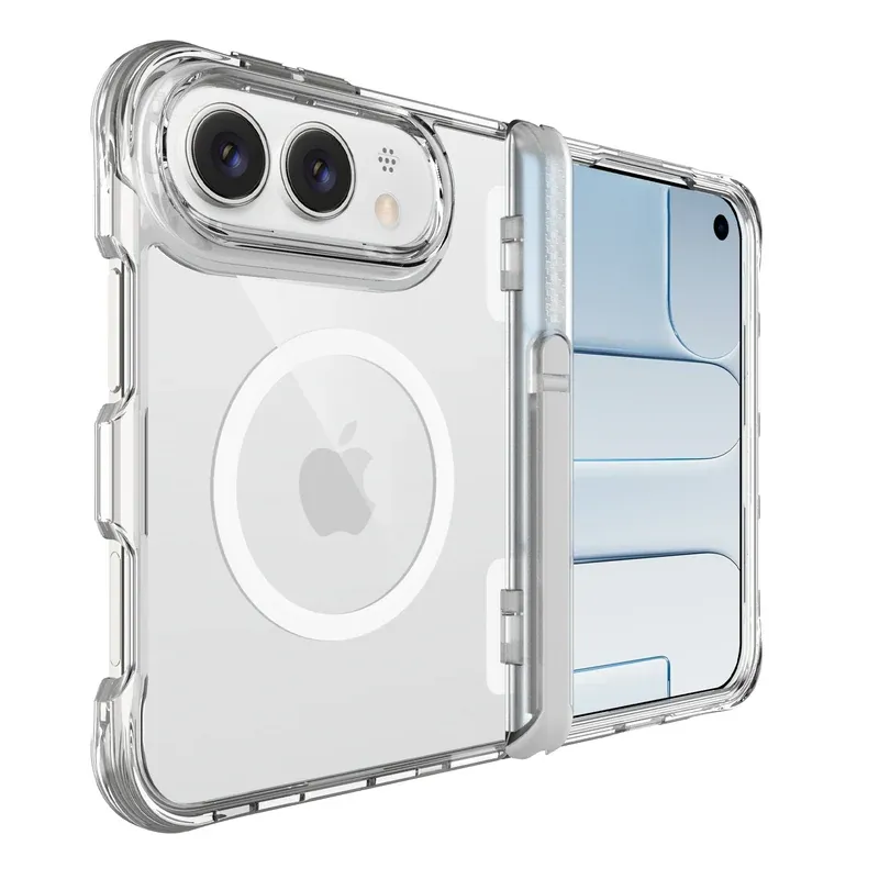 Clear Pure Collection bracket case for iPhone Duo from a side angle