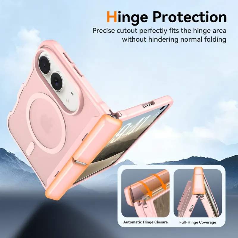 Hinge protection with a precise cutout on the frosted case for iPhone Duo