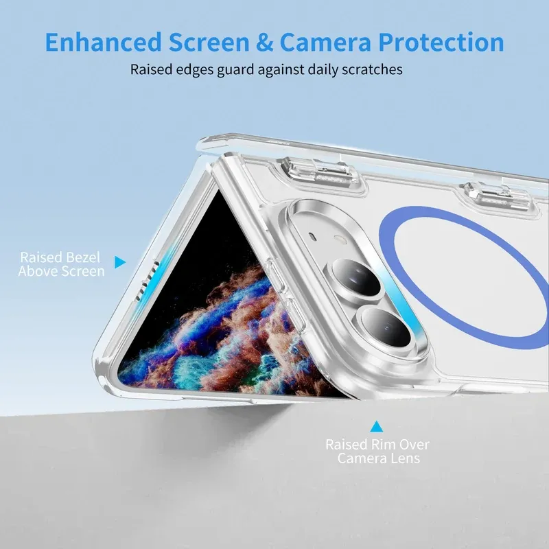 Enhanced screen and camera protection with raised bezel and rim on the Light Blue iPhone Duo clear case