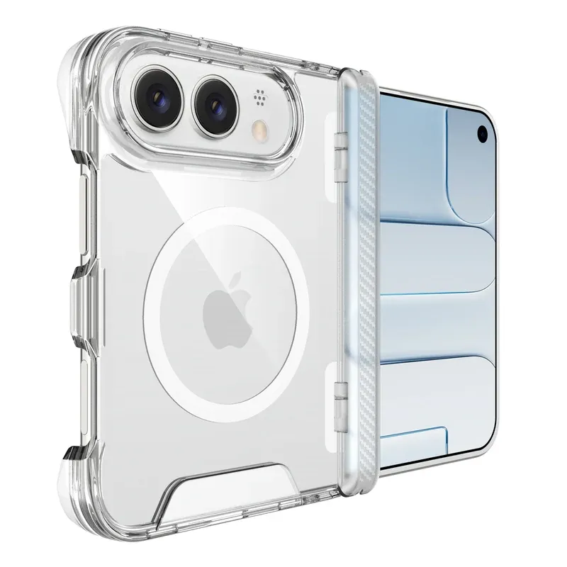 Back view of the Clear space shell magnetic case for iPhone Duo