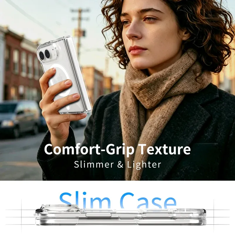 Comfort-grip texture, slimmer and lighter on the clear case for iPhone Duo