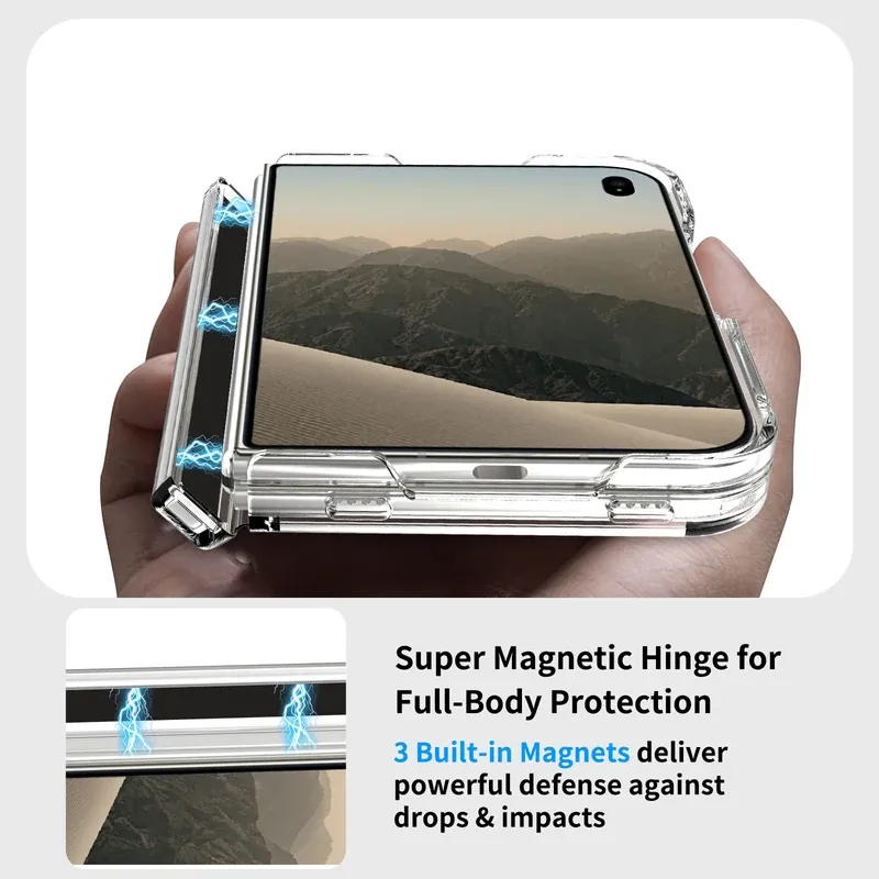 Super magnetic hinge for full-body protection on the clear case for iPhone Duo