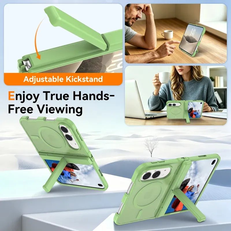 Adjustable kickstand for true hands-free viewing on the royal blue case for iPhone Duo
