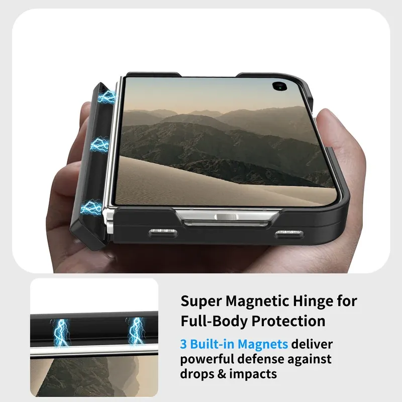 Super magnetic hinge for full-body protection on the black case for iPhone Duo