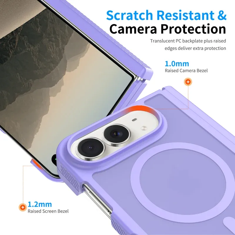 Scratch resistant and camera protection on the lavender case for iPhone Duo