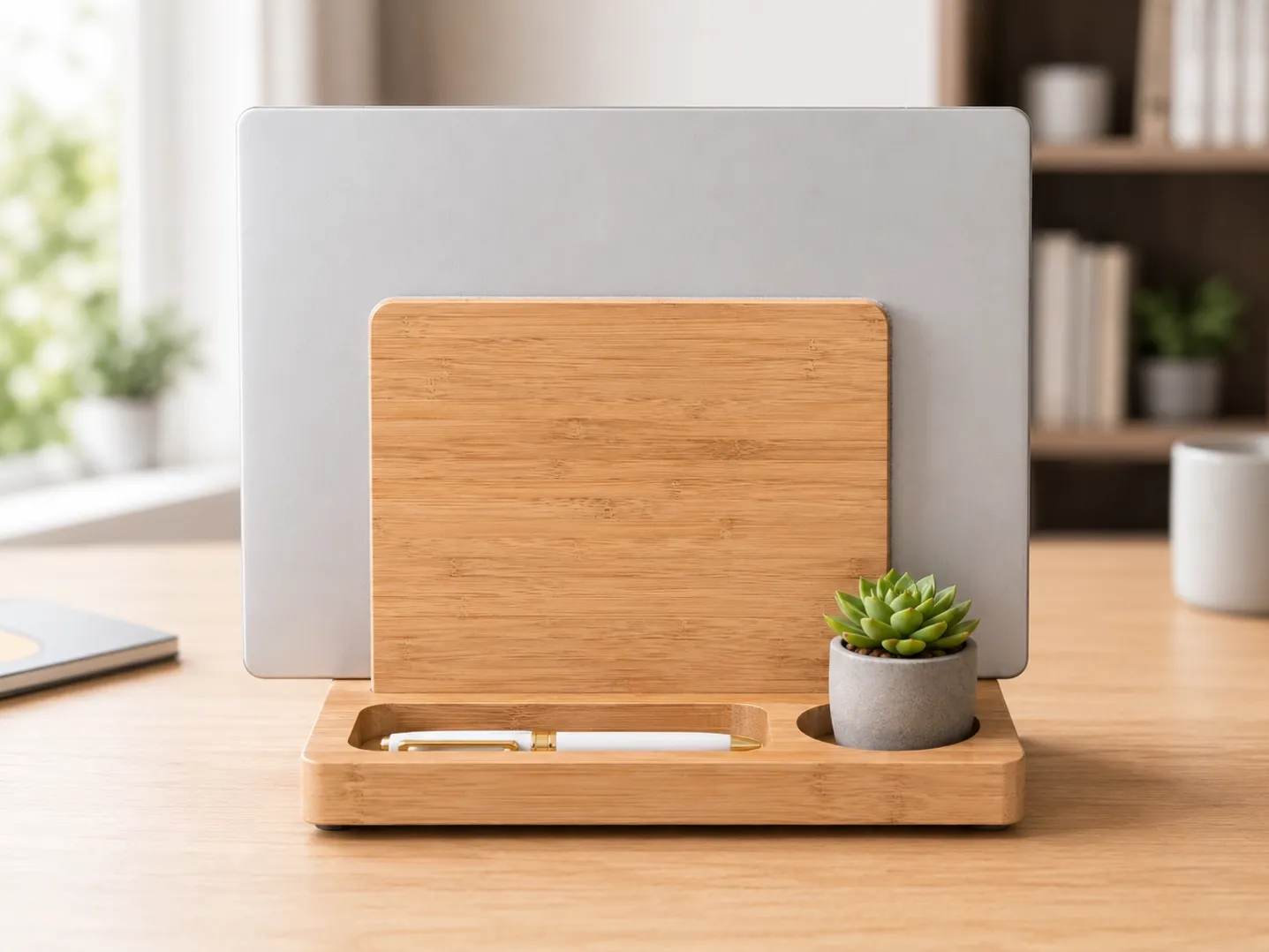 Bamboo Laptop Stand and Desk Organizer