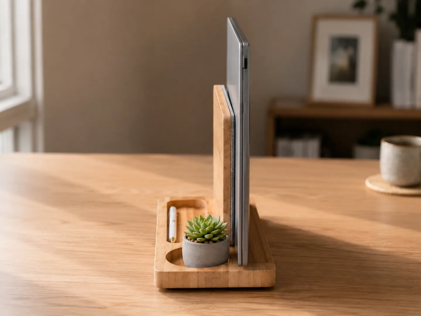 Private Label Bamboo Laptop Stand and Desk Organizer