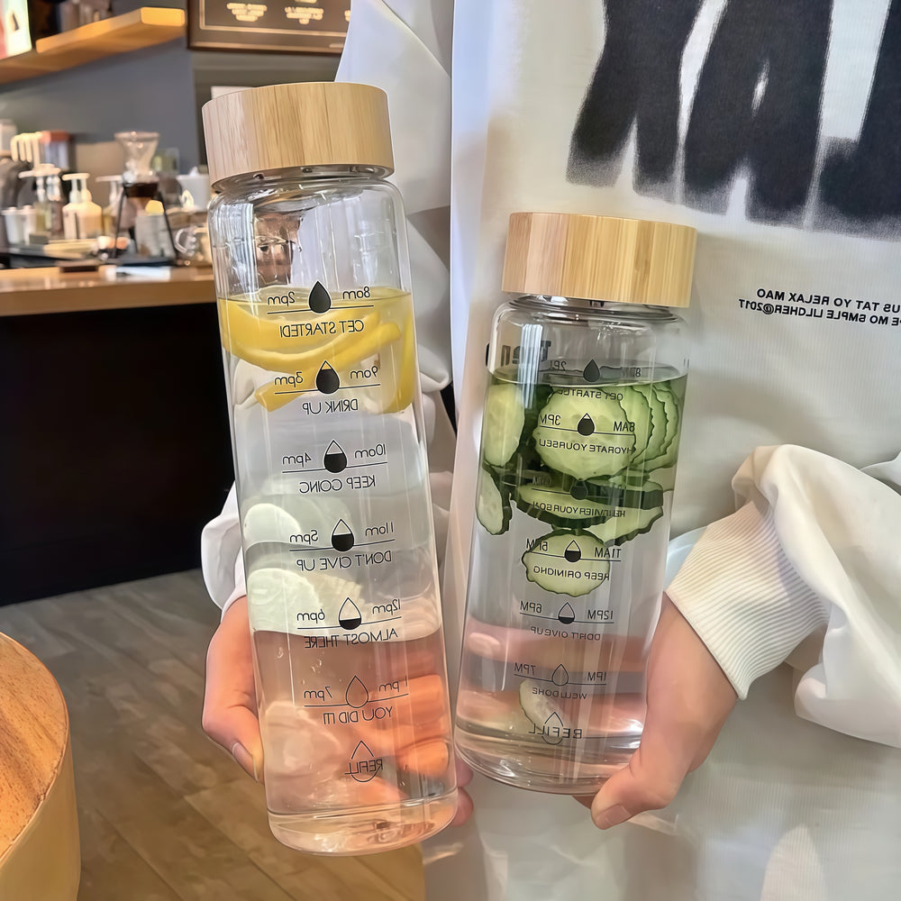 Wide-Mouth Glass Hydration Bottle - Easy Fill & Clean - BM-G004