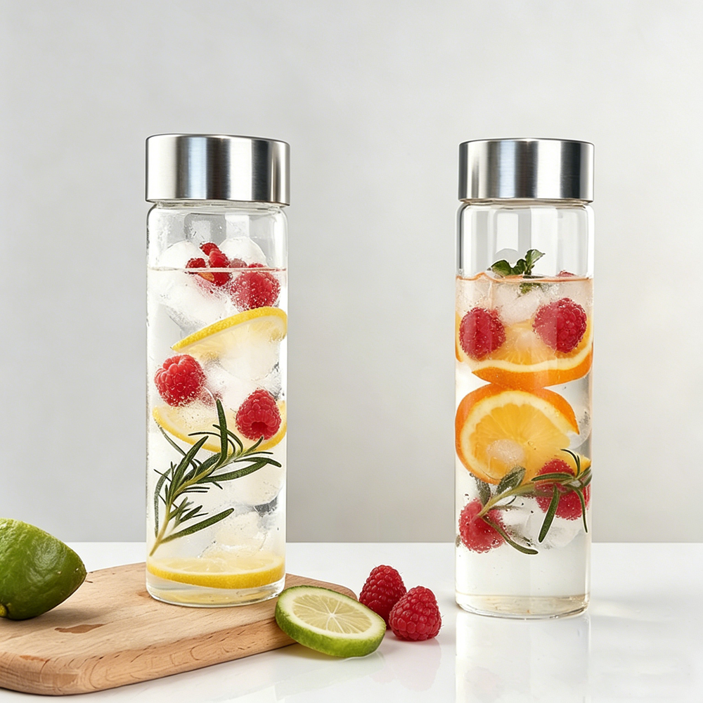 Wide-Mouth Glass Hydration Bottle - Easy Fill & Clean - BM-G004