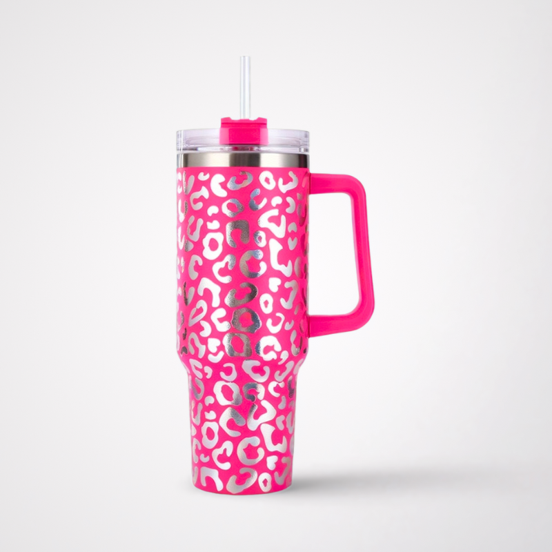 40oz Holographic Leopard Car Tumbler
