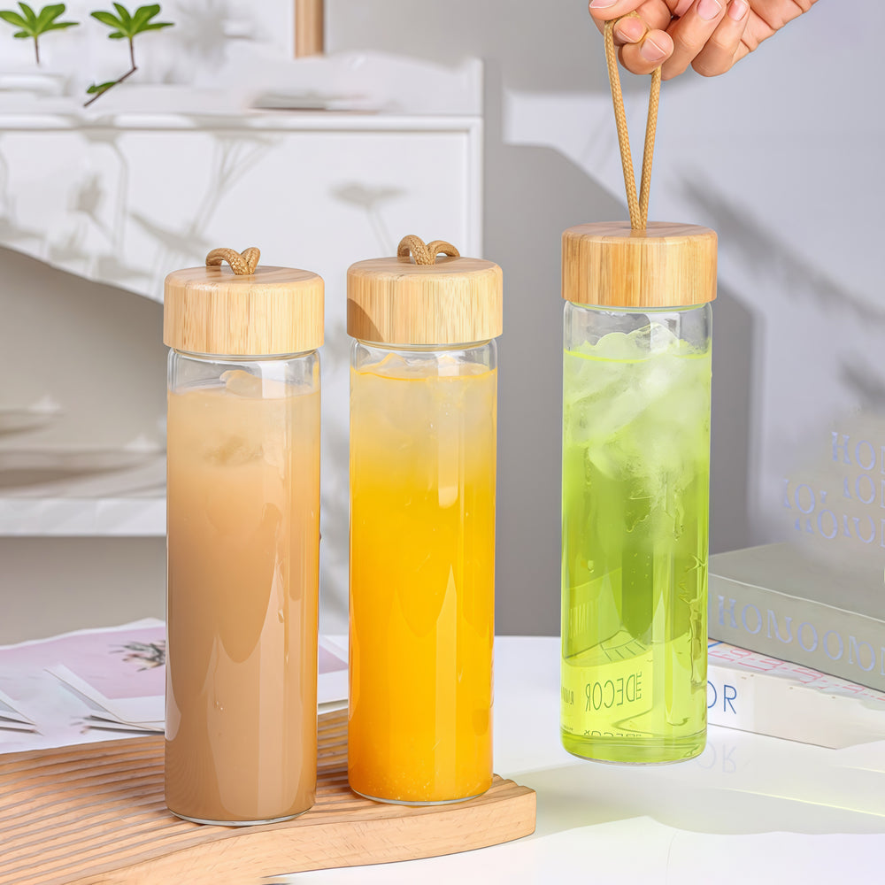 Wide-Mouth Glass Hydration Bottle - Easy Fill & Clean - BM-G004