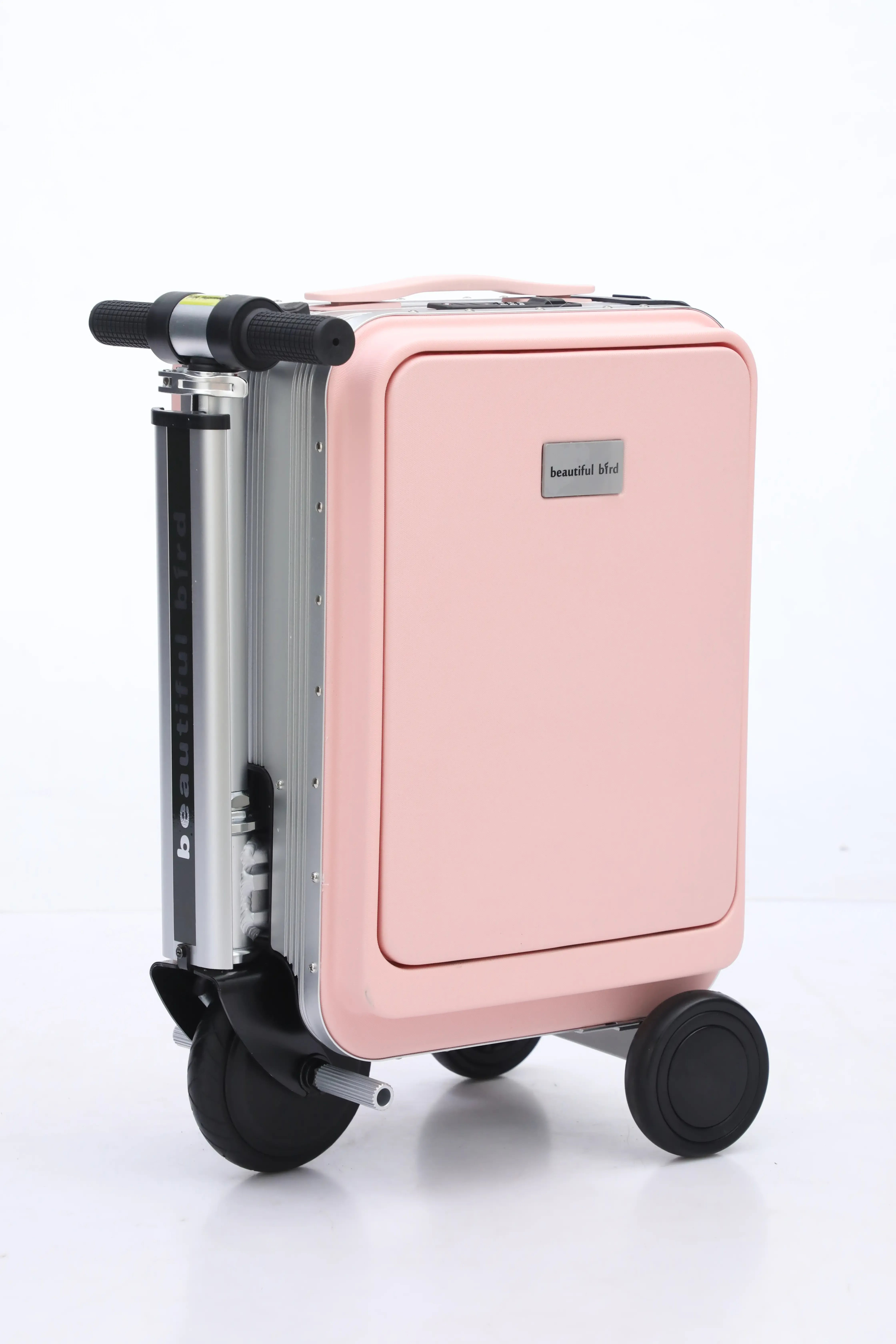198 20-inch flap-open ride-on suitcase with telescopic footrest