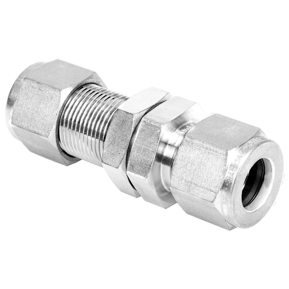 Bulkhead Union, Connects 1/2 in. OD Tubing, 316 Stainless Steel