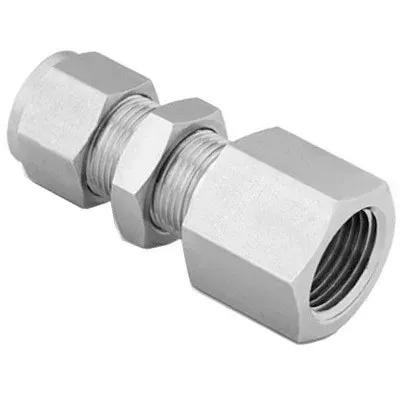 3/8 in. Tube O.D. x 1/4 in. FNPT - Bulkhead Female Connector - Double Ferrule - 316