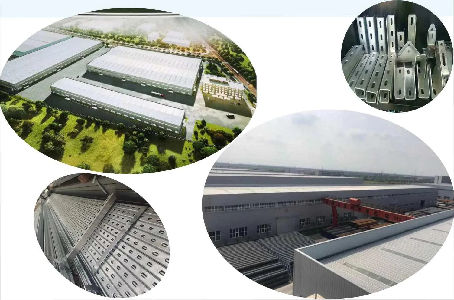 Galvanized C-steel sections and punched PV mounting bracket components