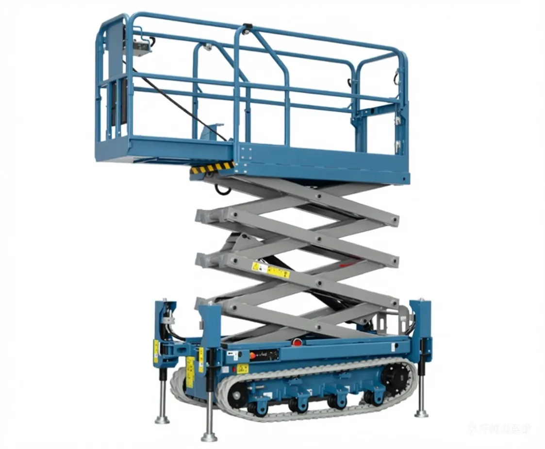 Outstrip 0610TL crawler scissor lift with hydraulic outriggers – 8m working height