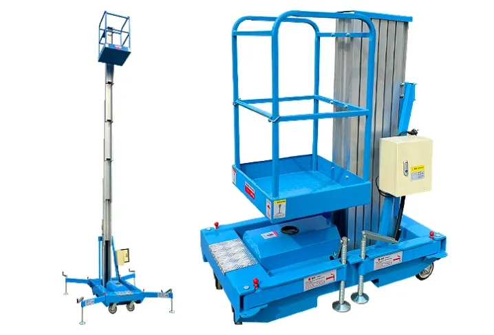 Outstrip GTWY100A series single mast push around vertical mast lift – compact aerial work platform