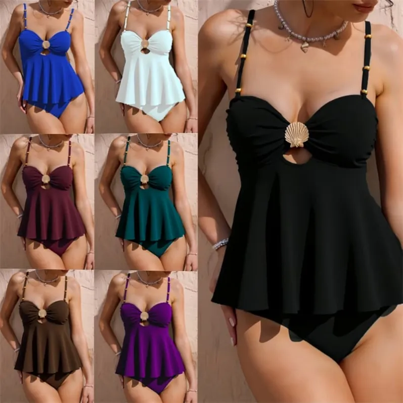 Shell Detail Flowy Tankini Set