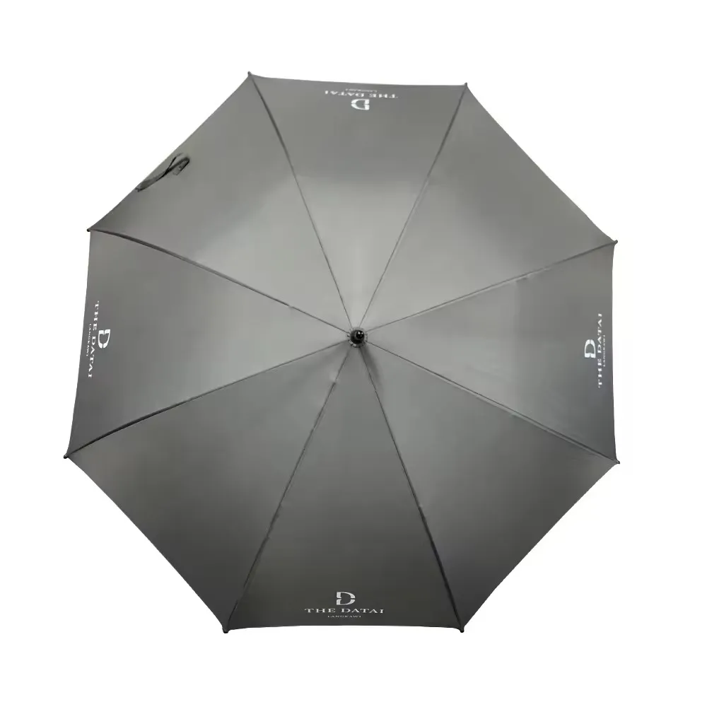 custom straight umbrella top view with screen printed logo