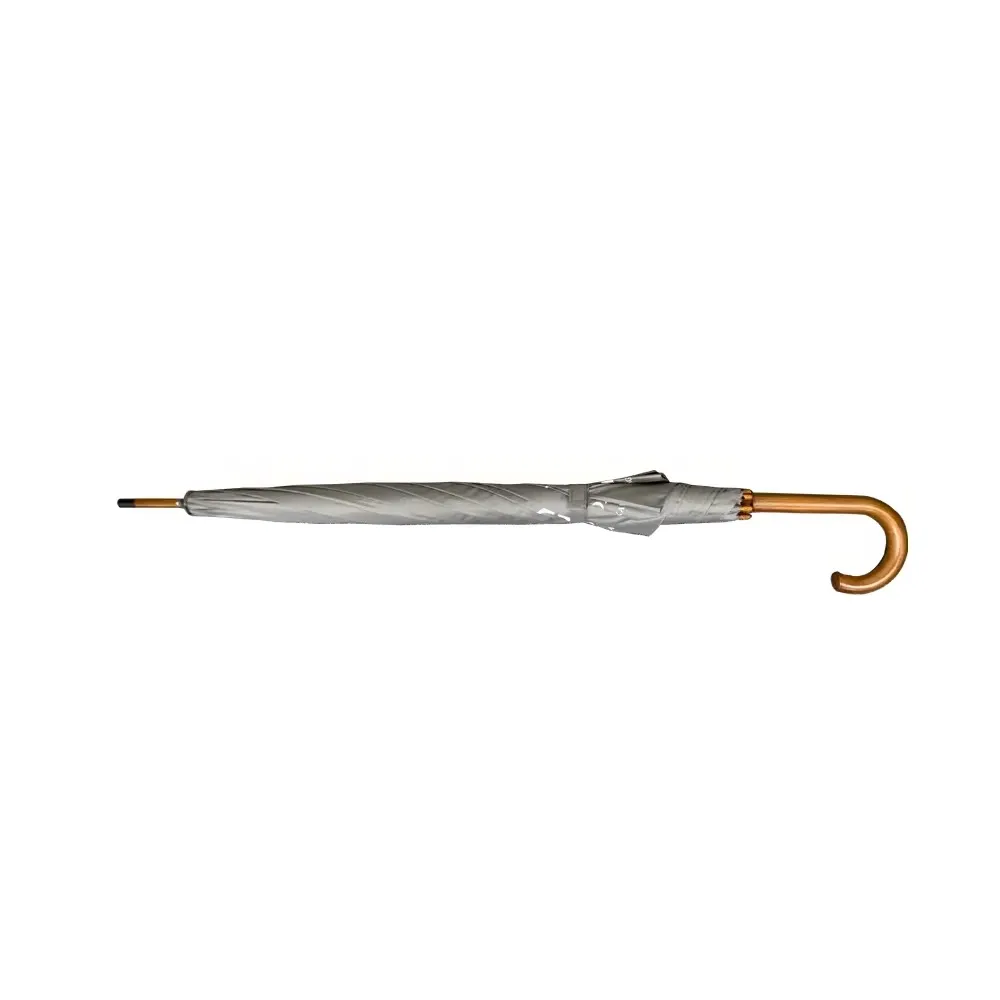 custom straight umbrella closed view with wooden hook handle