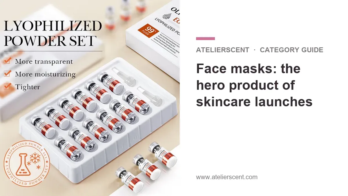 Atelierscent blog cover: face masks as a hero product for skincare launches