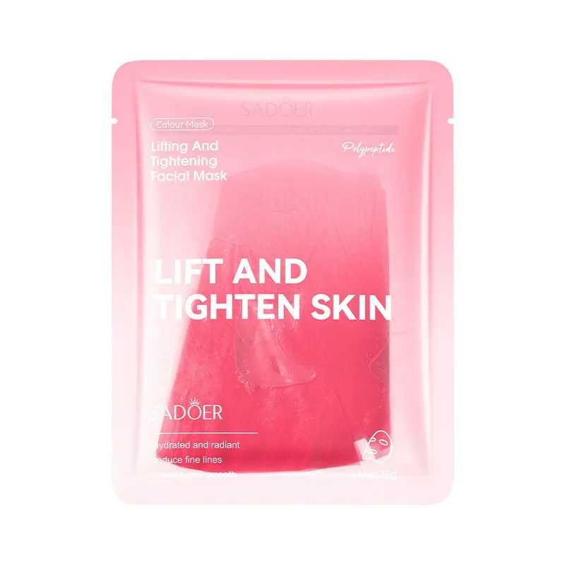 Polypeptide colour fabric facial mask sachet, 25g, pink lifting sheet