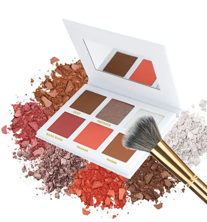 White 6-pan palette with brush — contour and highlighter pans, waterproof