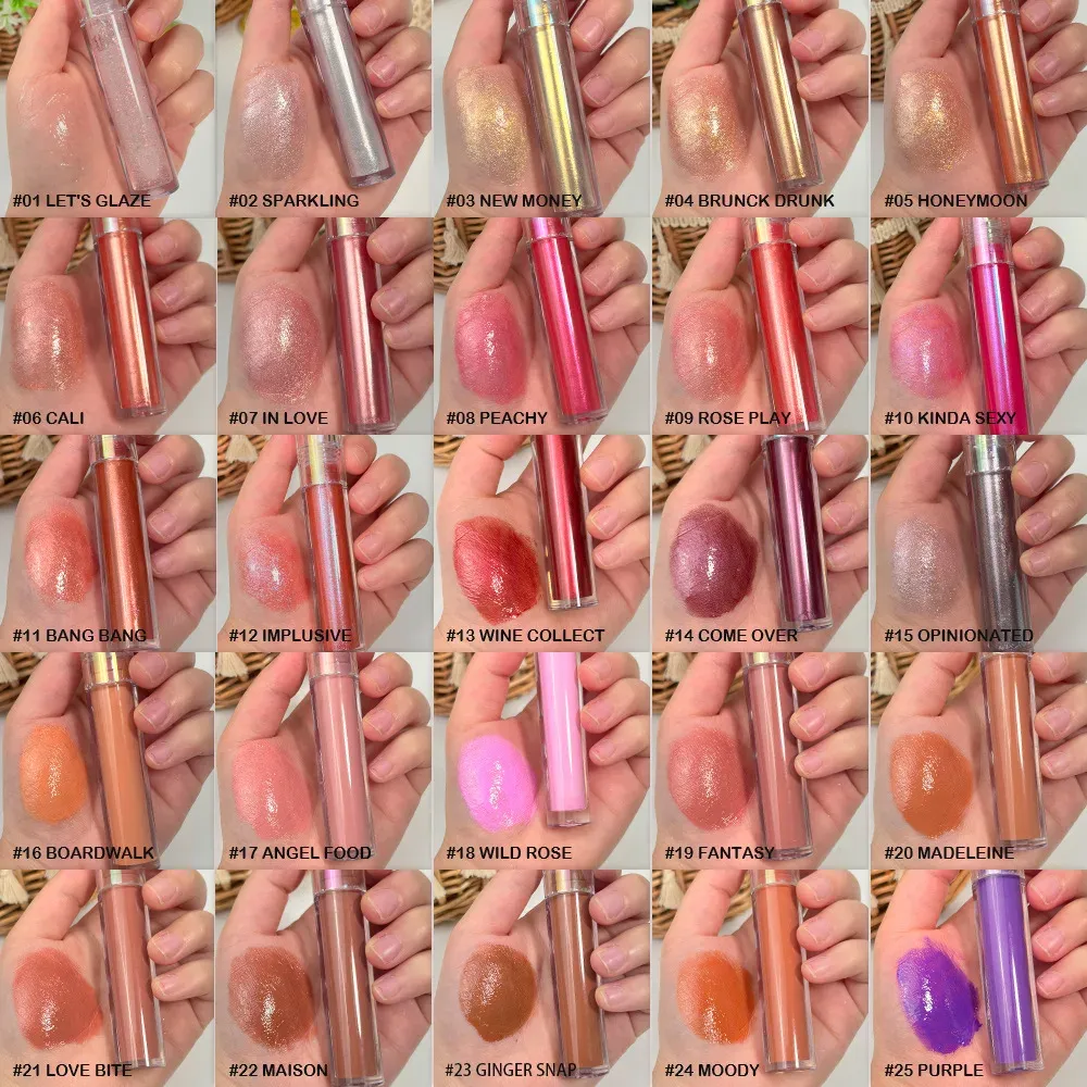Hydrating lip gloss 9ml tube with cap off and a swatch