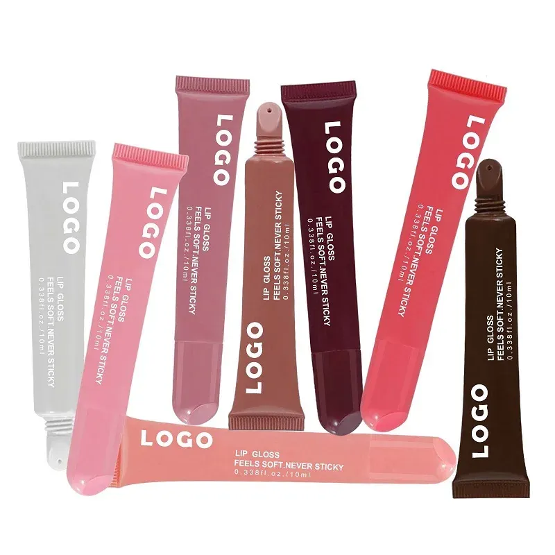 Lip gloss balm family — 8 shades, soft squeeze tubes with slant applicator