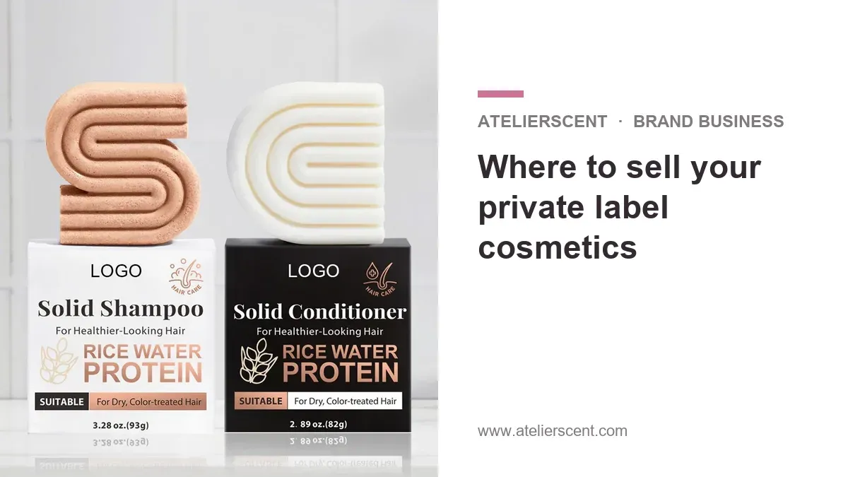 Atelierscent blog cover: sales channels for private label cosmetics