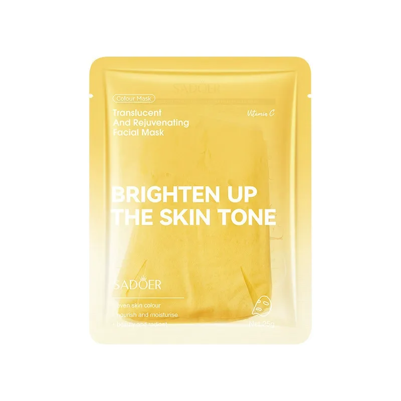 Vitamin C colour fabric facial mask sachet, 25g, translucent yellow sheet