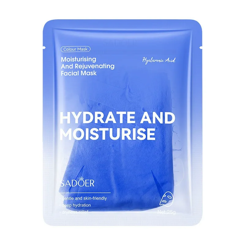 Hyaluronic acid colour fabric facial mask sachet, 25g, blue hydrating sheet