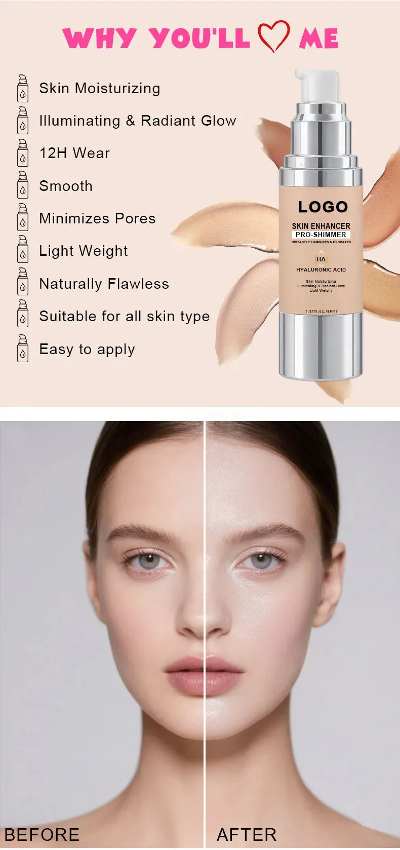 Feature list and before/after application