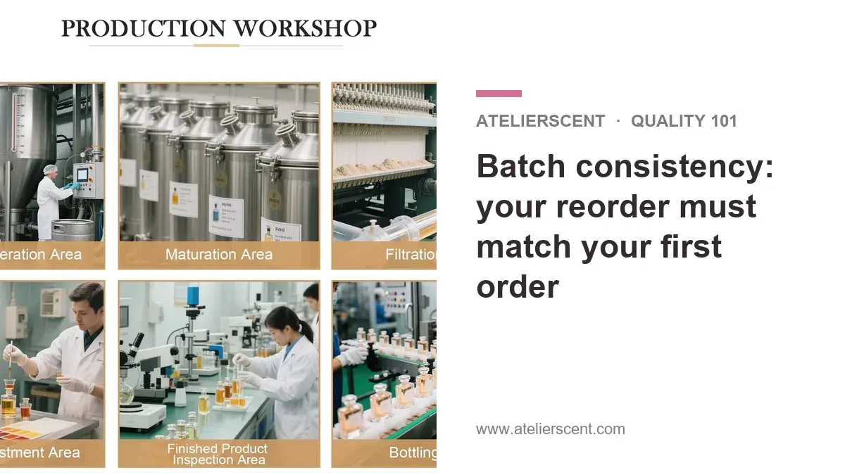 Atelierscent blog cover: batch consistency across reorders
