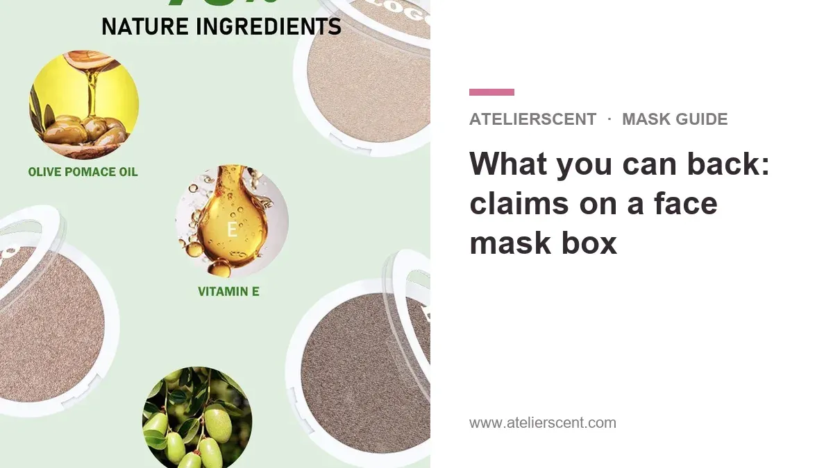 Atelierscent blog cover: what you can back, claims on a face mask box