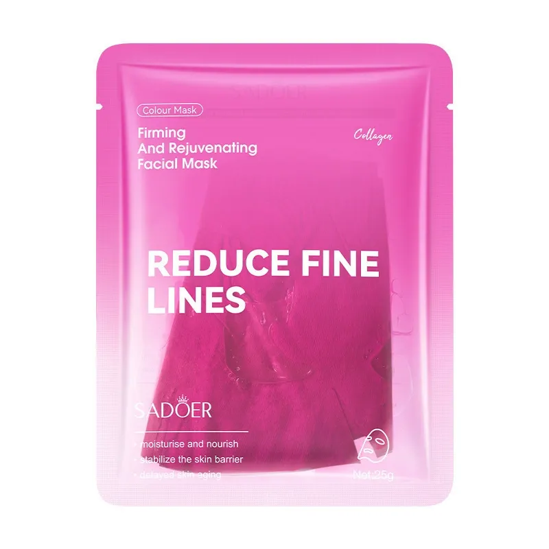 Collagen colour fabric facial mask sachet, 25g, magenta firming sheet