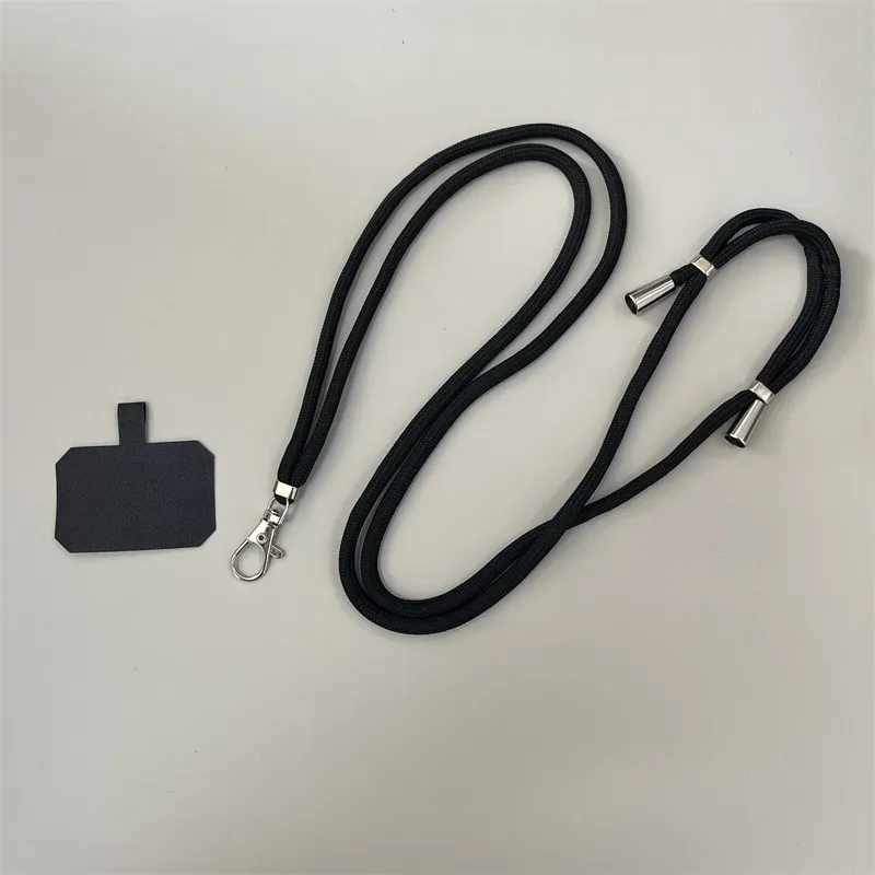 Black rope phone lanyard long cord and patch