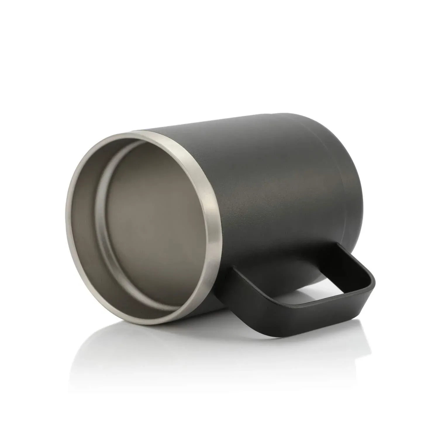 Navy coffee mug with handle and clear lid product view 4