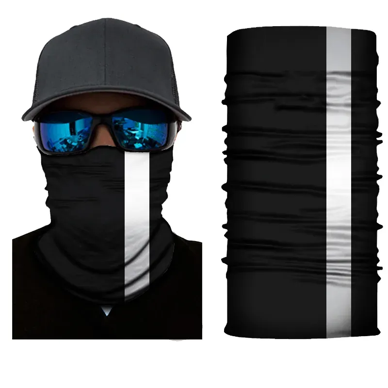 Two-tone magic head scarf worn as face covering