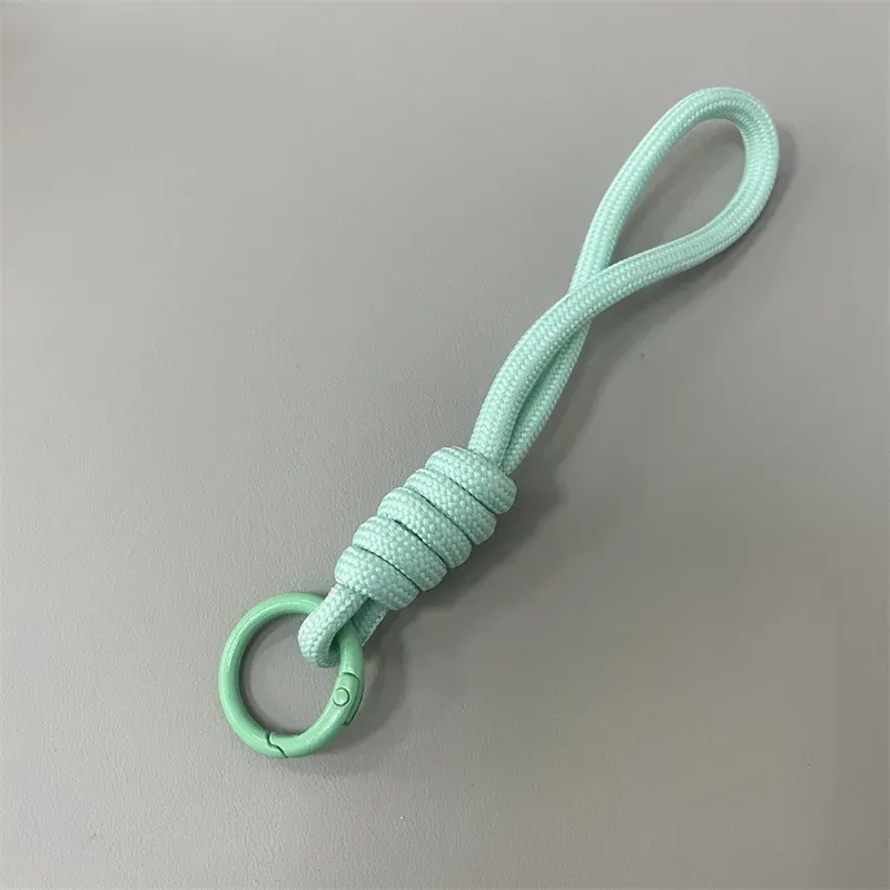 Mint solid rope phone wrist strap full view