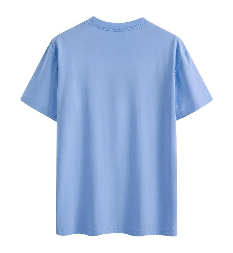 Sky blue crew neck t-shirt back view