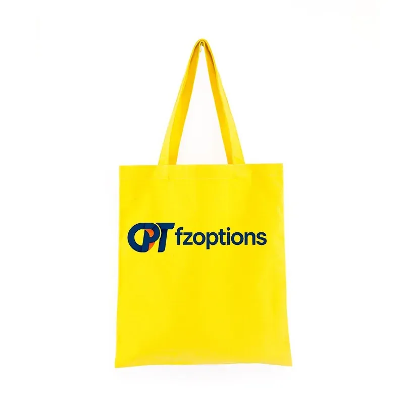 Yellow canvas tote bag with FZ Options logo print