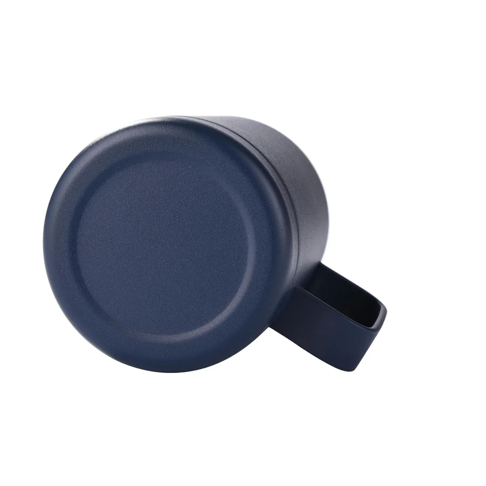 Navy coffee mug with handle and clear lid product view 2