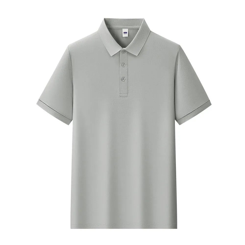 Grey classic pique polo shirt product view