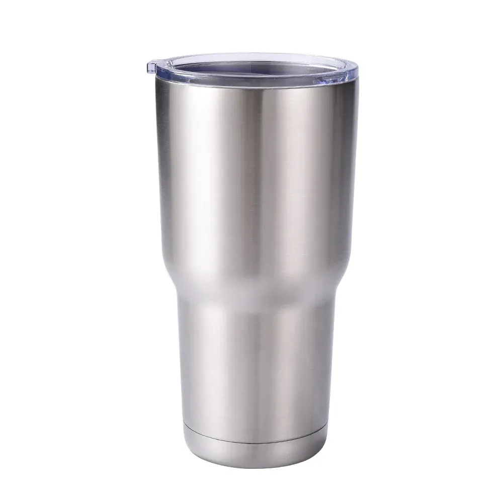 Stainless steel 30oz tumbler with clear lid product view 1