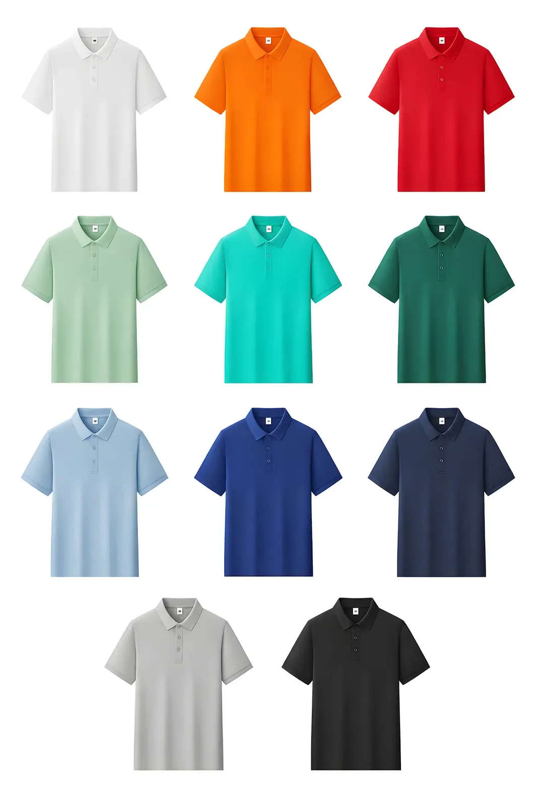 Color options lineup of classic pique polo shirts in 11 colors