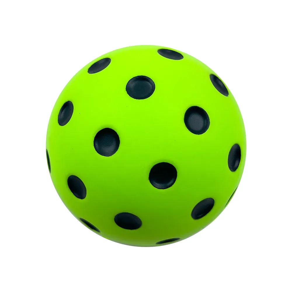 Lime quiet foam pickleball with dimple surface