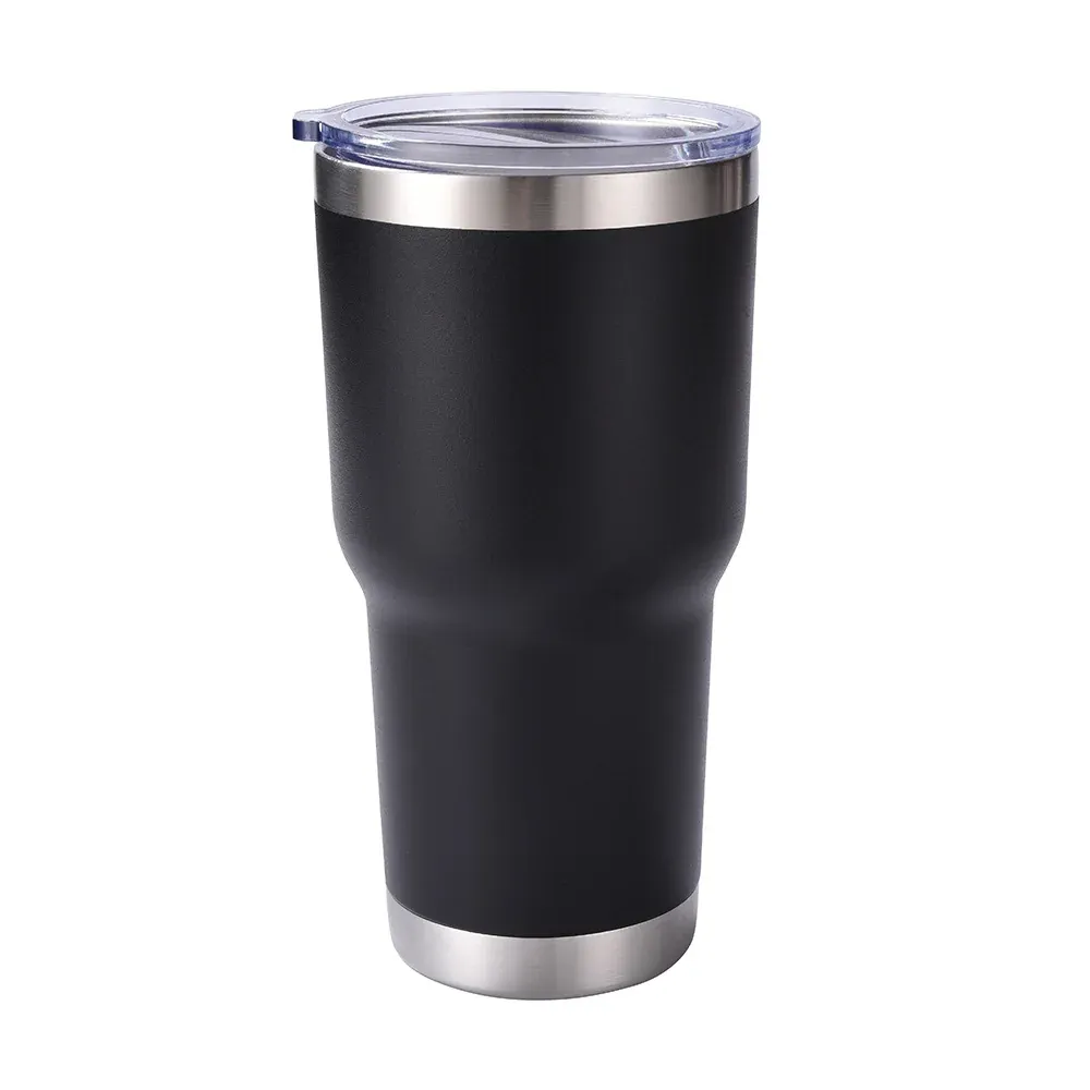 Stainless steel 30oz tumbler with clear lid product view 4