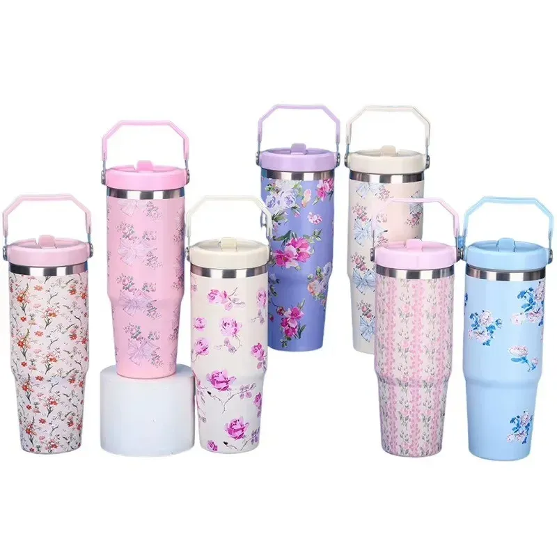 Tumbler with handle and straw, 750ml, custom print